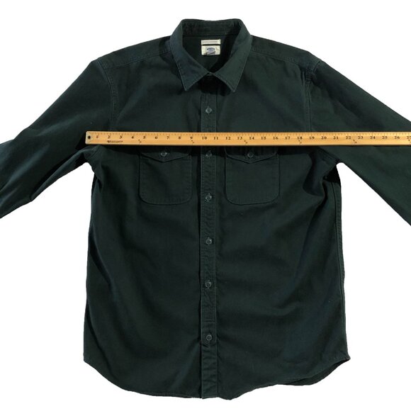 Old Navy Shirt Mens Size L Dark Green Regular Fit Coupe Standard Button Down - Picture 3 of 7